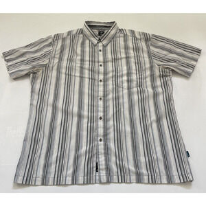 Vintage Kuhl‎ Button Up Shirt Mens Short Sleeve Striped XL Hiking Work Wear READ
